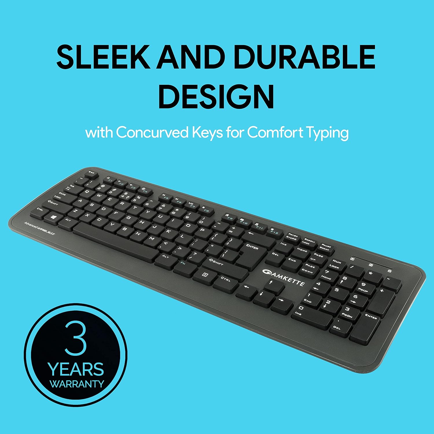 Amkette Wi-Key Plus USB Wireless Keyboard and Mouse Combo (Black)