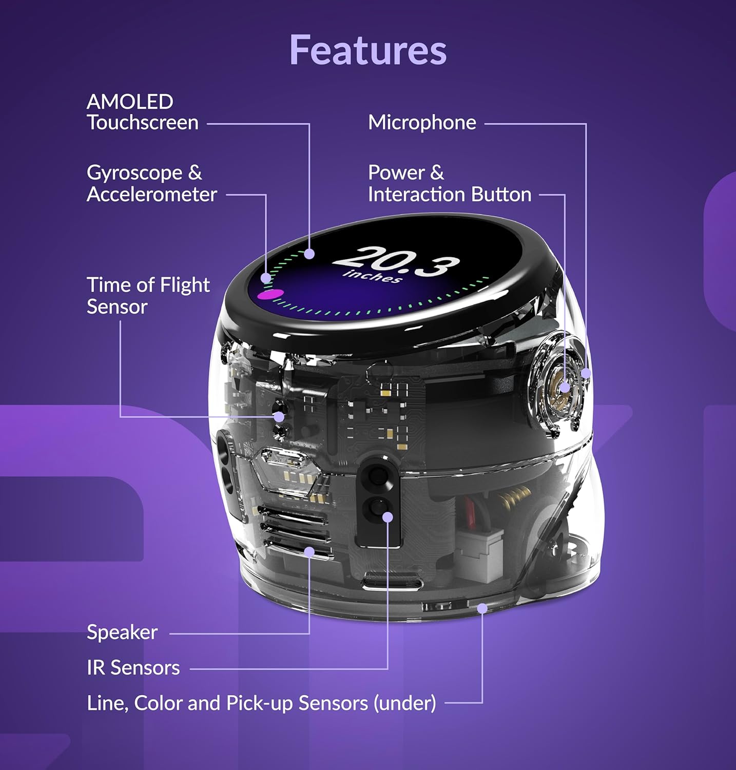 Ozobot Ari Classroom Kit (18 Bots) | Interactive Learning Robot with Touch Screen, ToF Sensor, Accelerometer, Gyroscope, and AI Integration | Hands-On STEM Education for Classrooms and Homeschool
