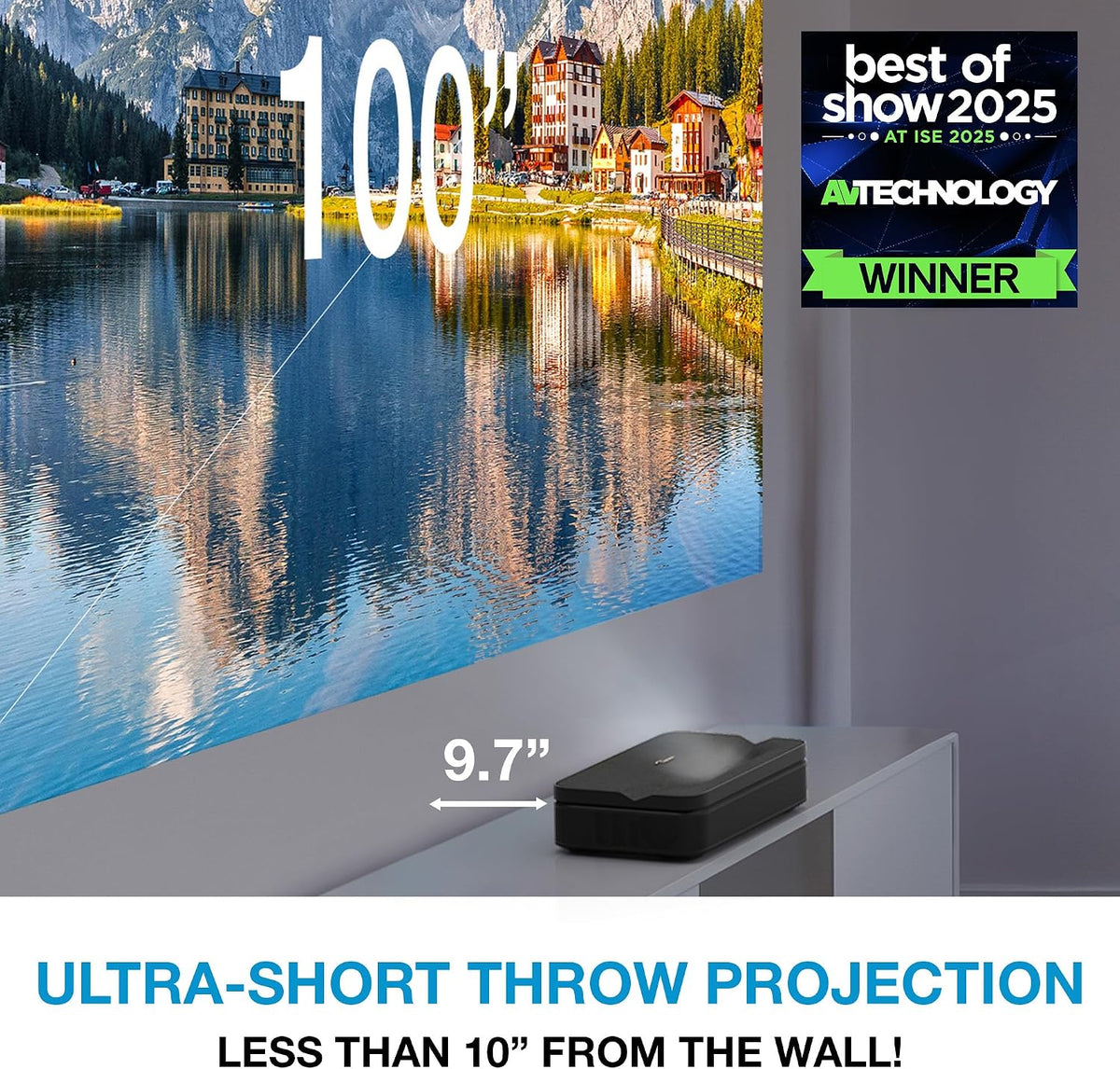 Optoma ML1080UST 1080p Photon Go Ultra Short Throw Full HD LED Triple Laser DLP Google TV Smart Projector