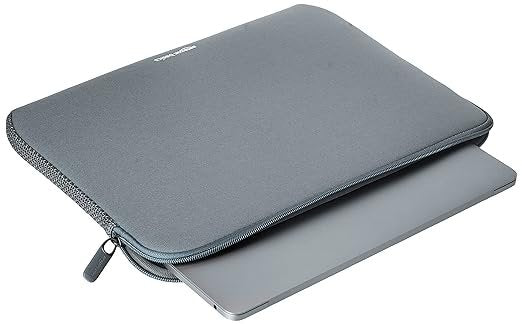 AmazonBasics Laptop Sleeve Case Cover Pouch  Laptop for Men and Women | Slim Profile Neoprene, Soft Puffy Fabric Lining, 360 Protection, Smooth and Premium Zipper (Grey)