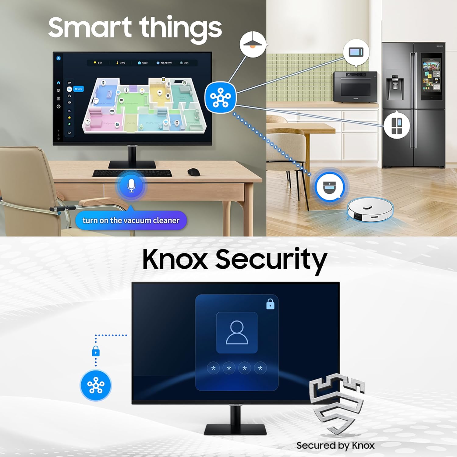 Samsung 32" (80 cm) 4K M7 Vision AI Smart Monitor|UHD 3840 x 2160|Smart TV Experience with AI|Type-C|Apple AirPlay|Gaming Bar|Remote|Speakers|Wi-Fi|Bluetooth|AI Picture & Sound|LS32FM700UWXXL|Black