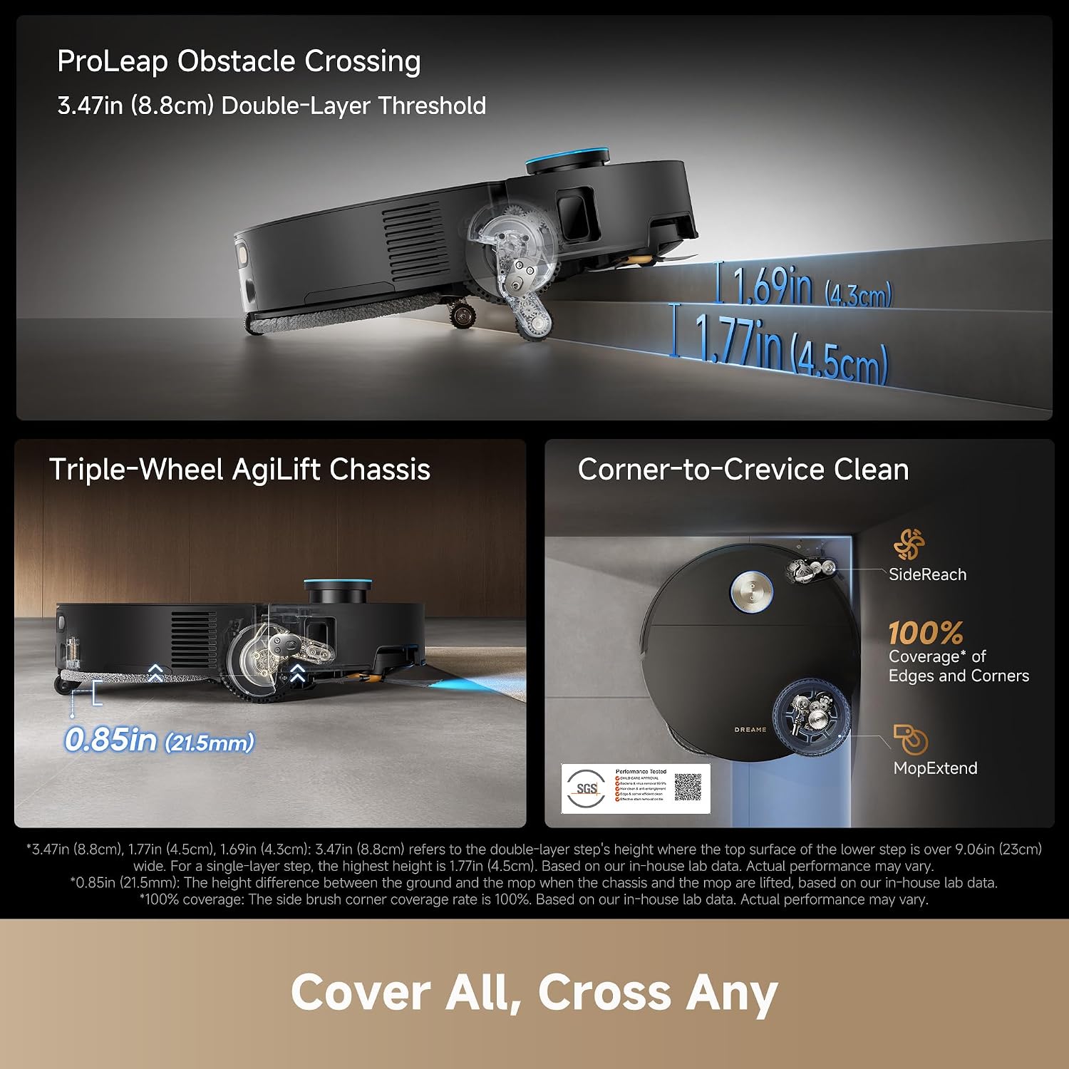 dreame X60 Max Ultra Complete Robot Vacuum and Mop, Dual Al Cameras | 3.47in(8.8cm) Obstacle Crossing for Carpet, 35,000Pa Suction, Ultra-Thin Design for Low Spaces Cleaning