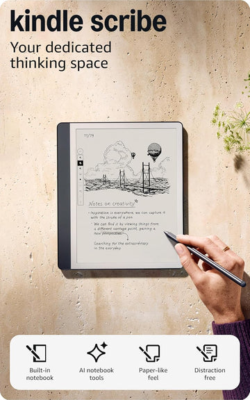 Amazon Kindle Scribe (16GB) - Your notes, documents and books, all in one place. With built-in AI notebook summarization. Includes Premium Pen - Tungsten + 3 months of Kindle Unlimited (with auto-renewal) ****SEALED****