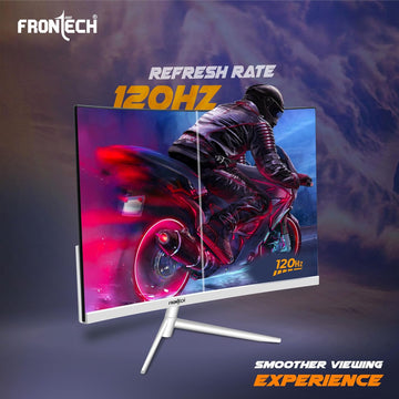 FRONTECH 24 Inch Ultima Series Curved LED Monitor | Refresh Rate 120Hz, 1800R Curve| Full HD 1080p,Slim Bezel Less Design |Triple Ports- HDMI, VGA & Type-C Port (MON-0077, White)