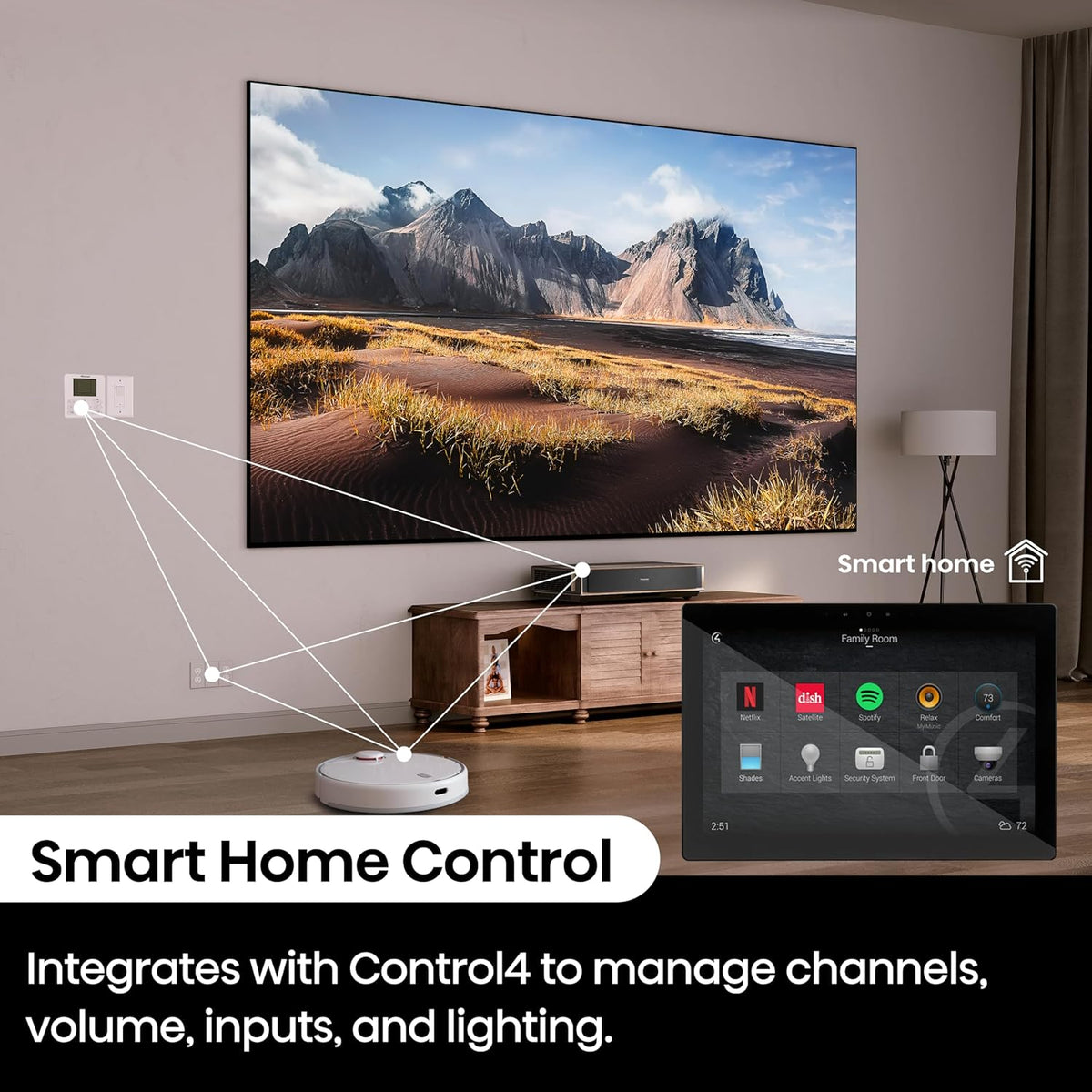 Hisense PT1 Ultra Short Throw Triple Laser Projector, 4K UHD, Google TV, 80'' - 150'', 2500 Lumens, 3000:1 Contrast, IMAX Enhanced, Dolby Vision & Atmos, 3D, 240 High Refresh Rate