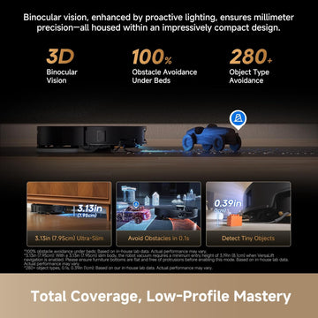 dreame X60 Ultra Robot Vacuum, Dual Al Cameras 280+ Obstacles Recognition | 35,000Pa Suction & 100% Detangling for Hair, Ultra-Thin Design for Low Spaces Cleaning, All in One Station