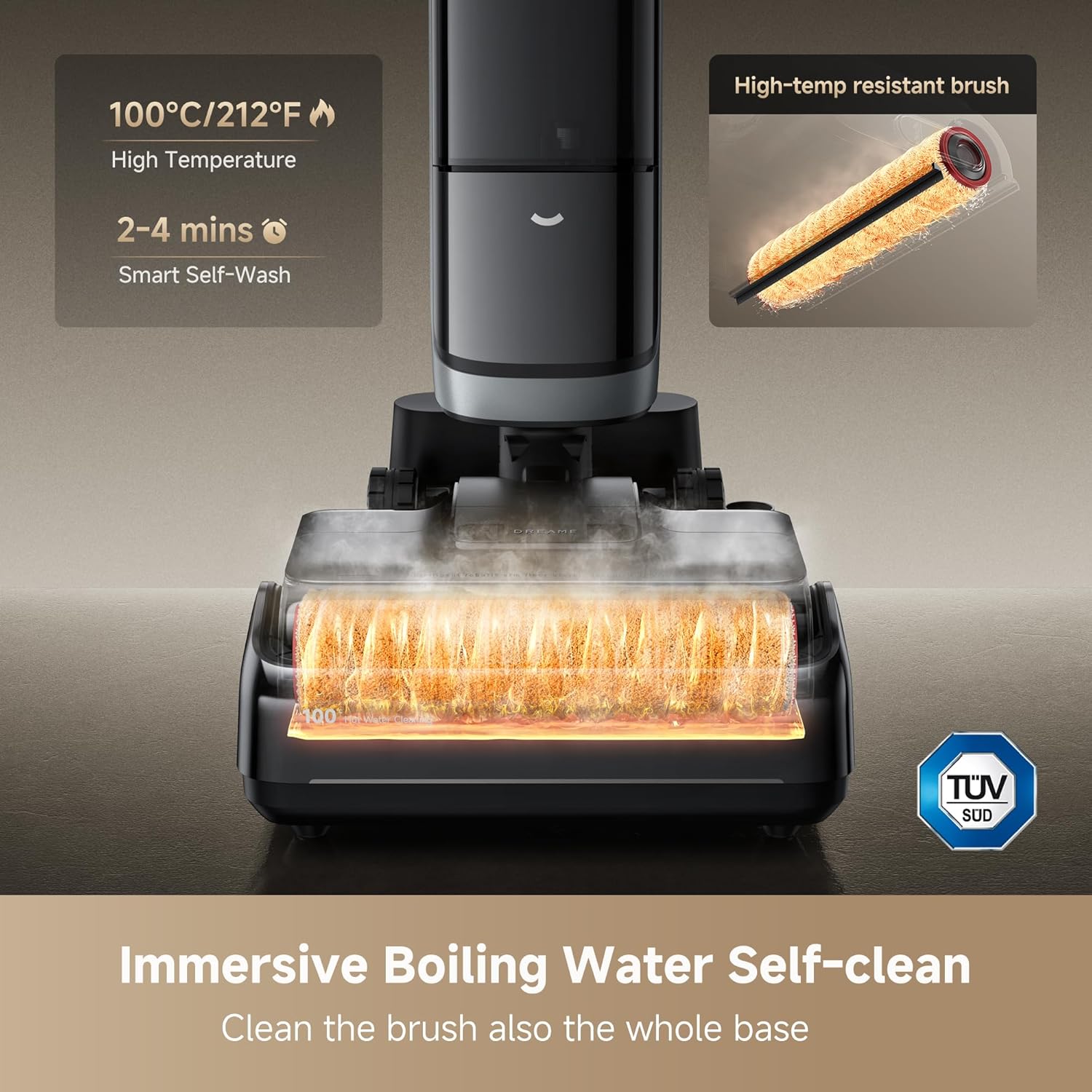 dreame H15 Pro Heat Wet Dry Vacuum and Mop, 185°F Hot Water Floor Cleaning | 0 Hair Tangle for Pet, Vacuum Cleaner with AI Robotic Arm, 22KPa Suction, 180° Lie-Flat, Hot Self Cleaning, Edge to Edge
