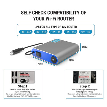 Oakter Mini UPS for 12V WiFi Router Broadband Modem | Backup Upto 4 Hours | WiFi Router UPS Power Backup During Power Cuts | UPS Broadband Modem | Current Surge &amp; Deep Discharge Protection