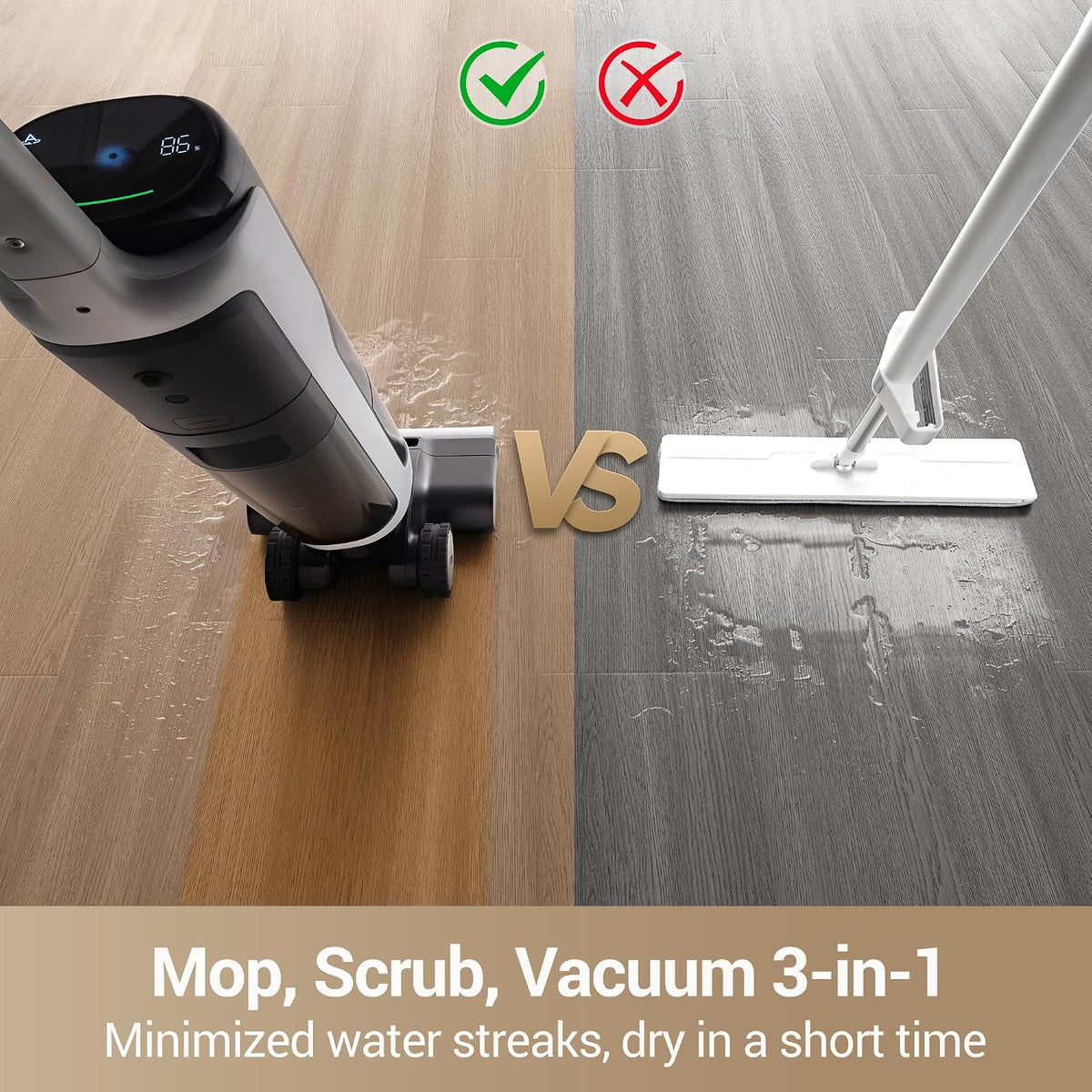 dreame H14 Pro Wet Dry Vacuum Cleaner, 180° Lie-Flat Vacuum Mop, 140°F Washing and Fast Hot Air Drying, Powerful 18kPa Suction Floor Cleaner Machine, Easy GlideWheel Movement, Smart App Control
