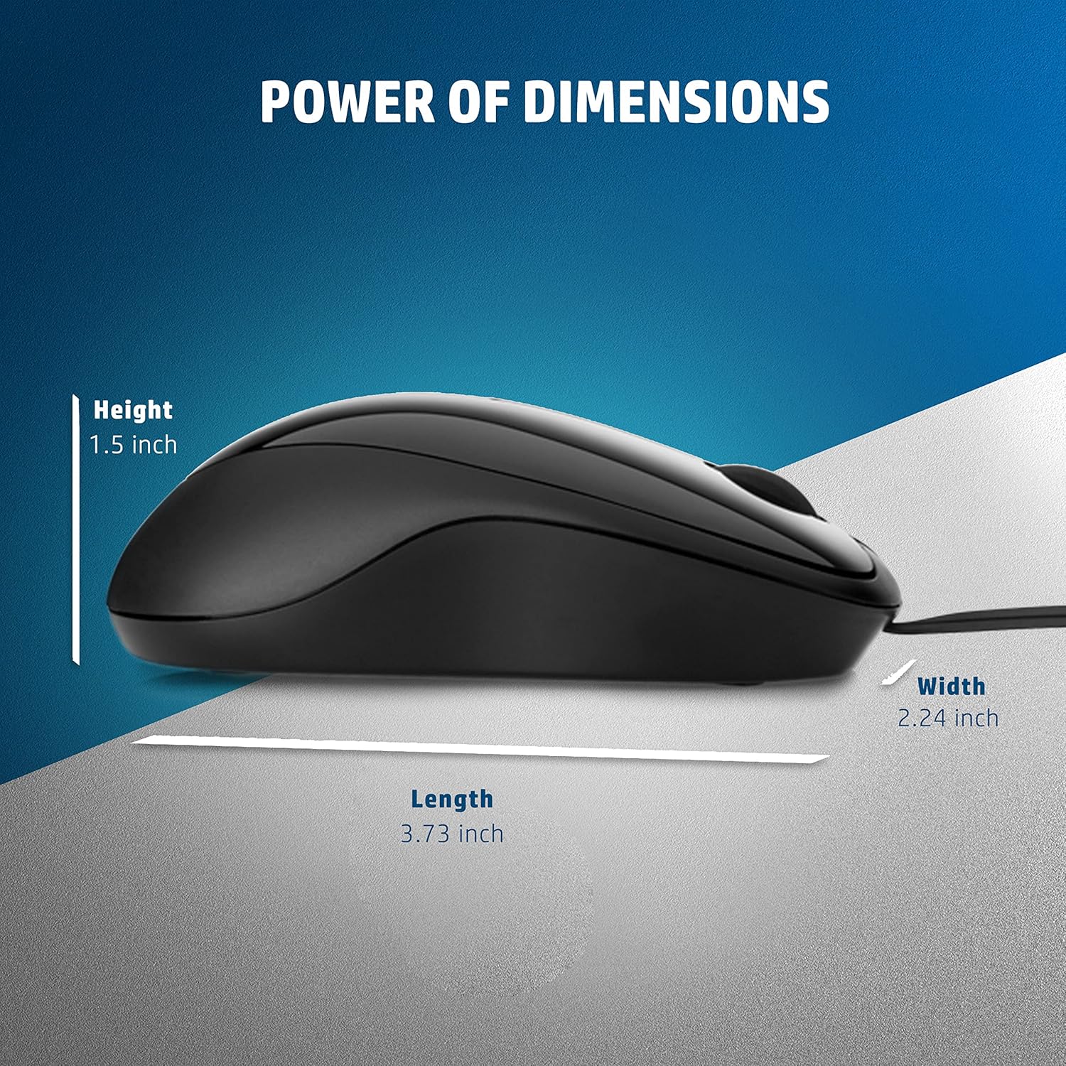 HP X1000 Wired USB Mouse with 3 Handy Buttons, Fast-Moving Scroll Wheel and Optical Sensor Works on Most Surfaces, 3 Years Warranty