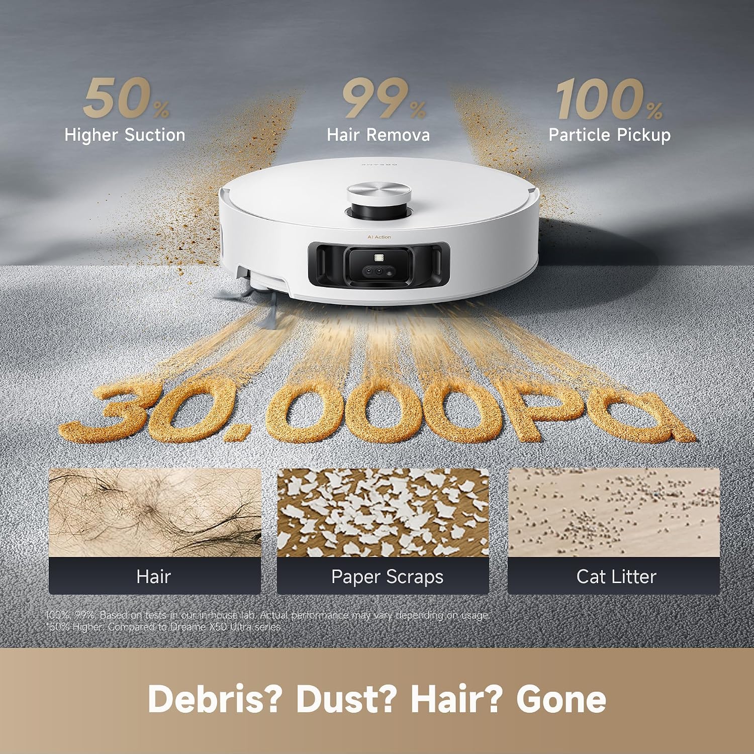 dreame Aqua10 Roller Robot Vacuum and Mop, AquaRoll Mop, 30,000Pa Suction | 100% Detangling, Carpet-Protecting Roller Guard, 2.36in Obstacle Clearing, Auto-Empty, Self-Cleaning, Roller Mop Extending