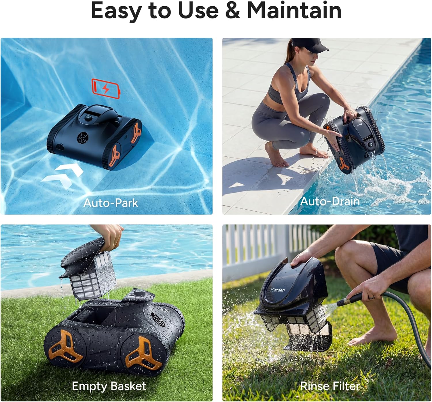 (2026 NEW) iGarden Robotic Pool Cleaner KN Series, 210-Min Runtime, Smart 3D Navigation, Full-Inverter Energy-Saving Tech, Cleans Floor, Wall & Waterline, for Above-Ground & Inground Pools