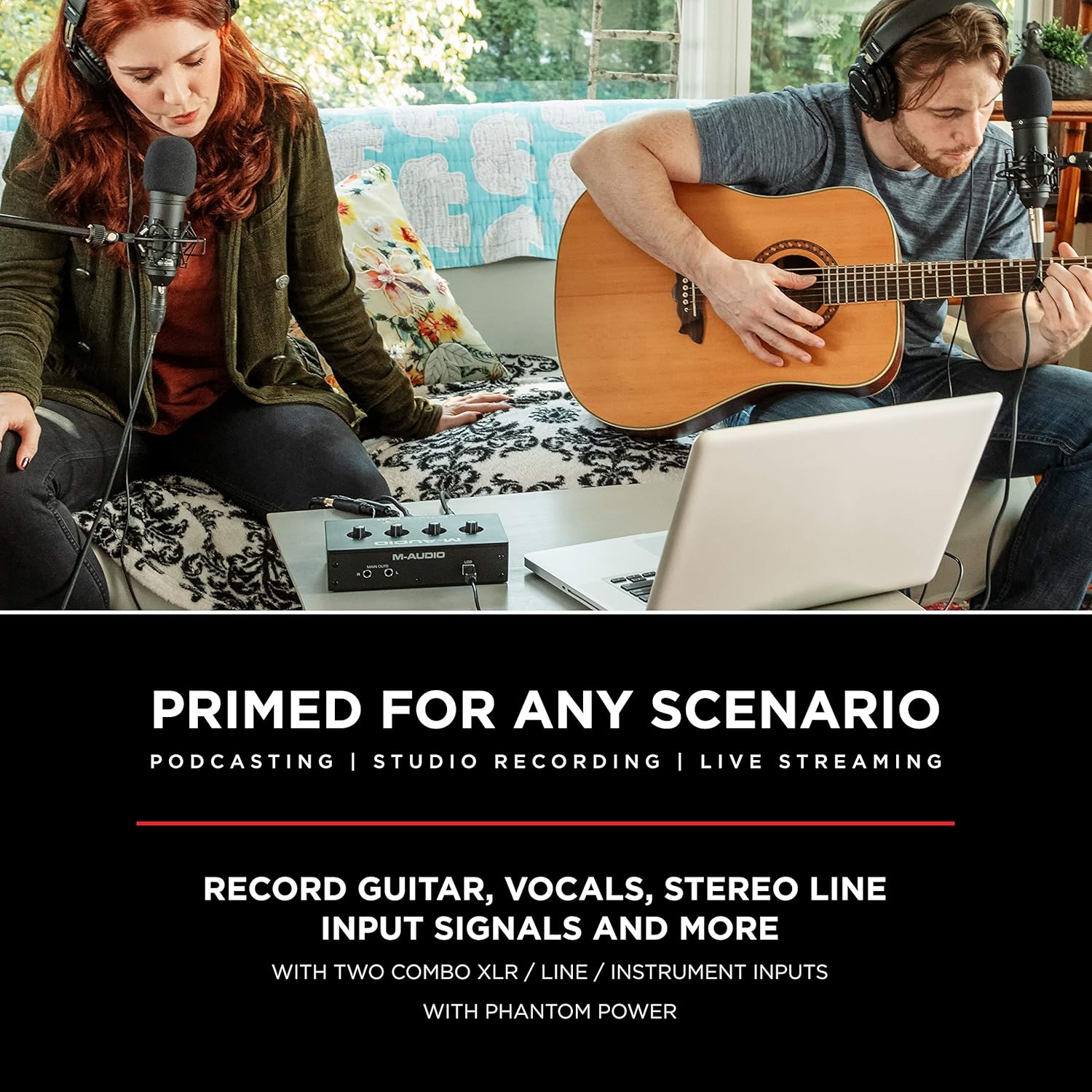 M-Audio M-Track Duo – USB Audio Interface for Recording, Streaming and Podcasting with Dual XLR, Line & DI Inputs, plus a Software Suite Included