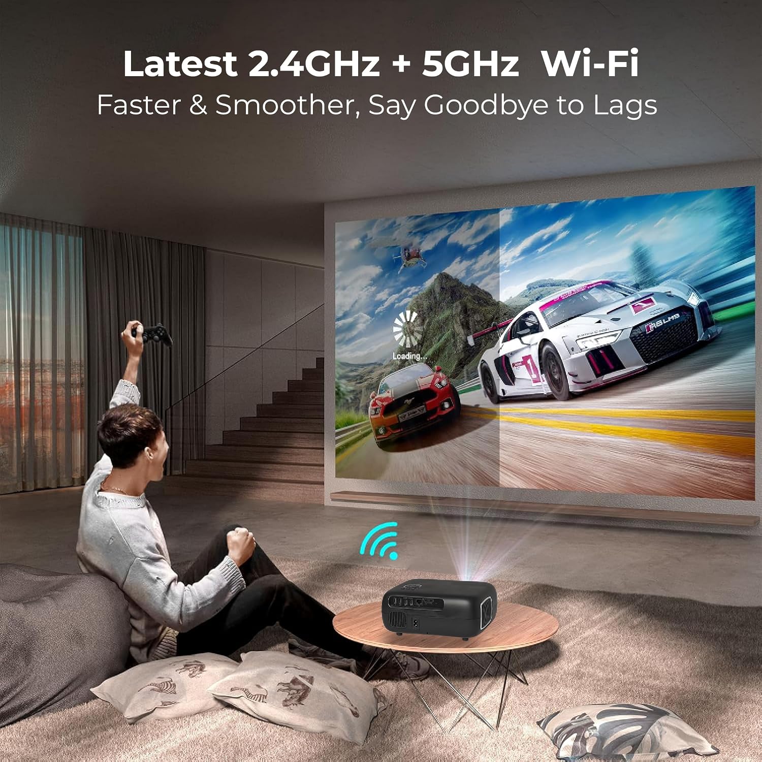 E Gate K9 Pro-Max 6X, Automatic Android Projector | 600 ISO Lumens & 1200fc | Full HD 1080p Native | Auto (Focus + Keystone) | Netflix, Prime etc | 2 HDMI, 2 USB, Dual WiFi & BT | Egate