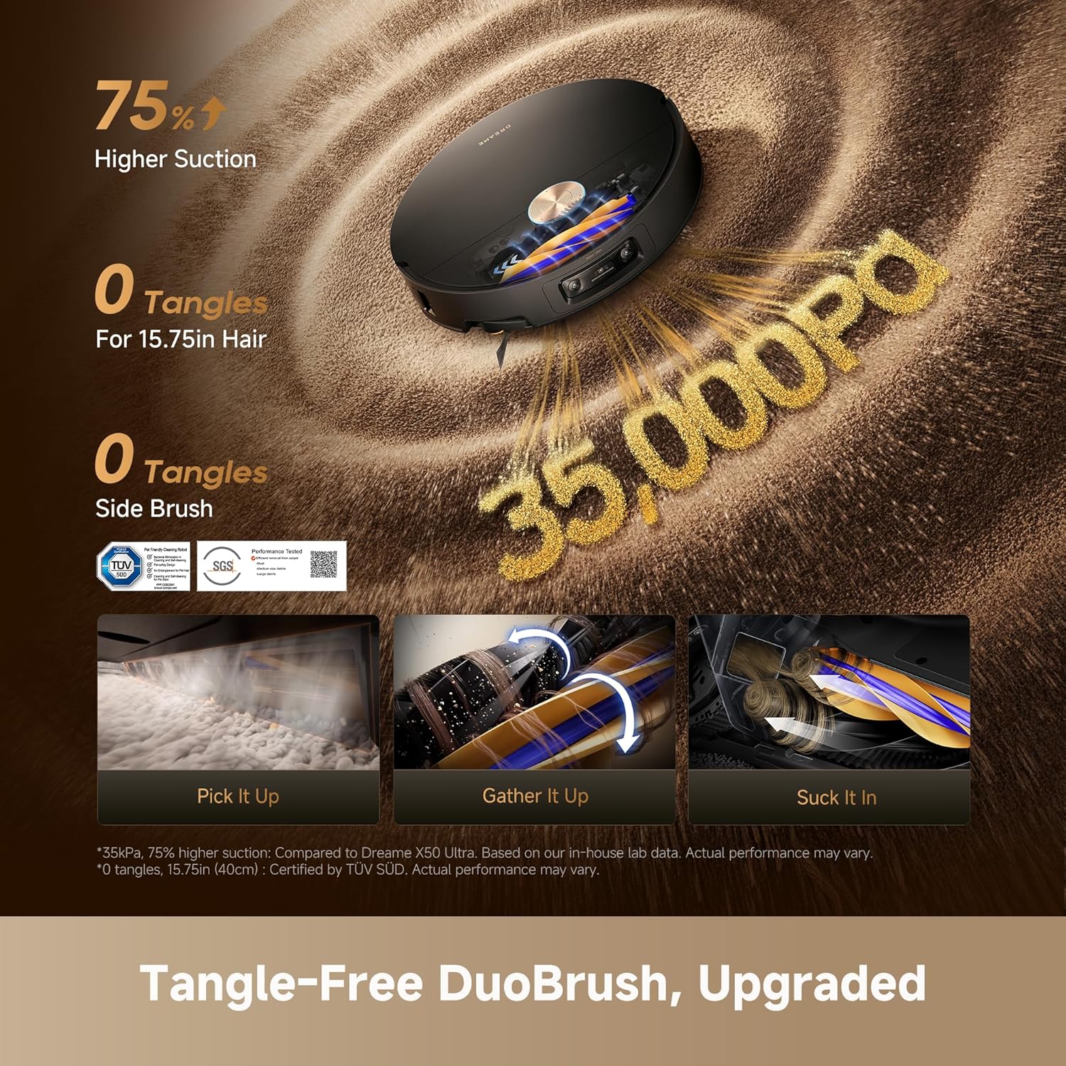 dreame X60 Max Ultra Complete Robot Vacuum and Mop, Dual Al Cameras | 3.47in(8.8cm) Obstacle Crossing for Carpet, 35,000Pa Suction, Ultra-Thin Design for Low Spaces Cleaning