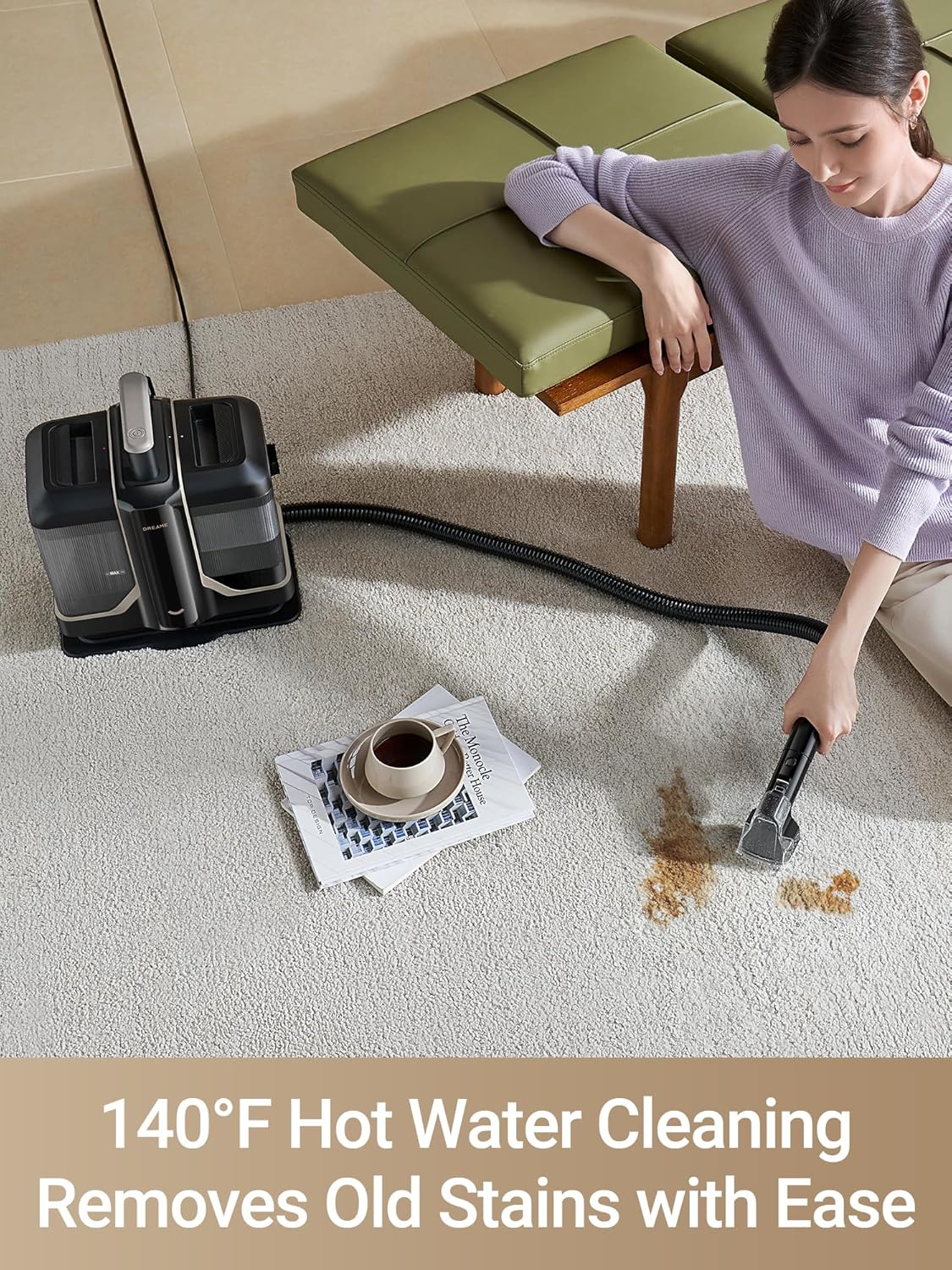 DREAME N10 Carpet Cleaner Machine with 140°F Hot Water Wash, 12Kpa Suction | Portable Upholstery Cleaner with Self Cleaning, Lightweight with Versatile Tools for Pets, Carpet, Area Rugs, Couch and Car