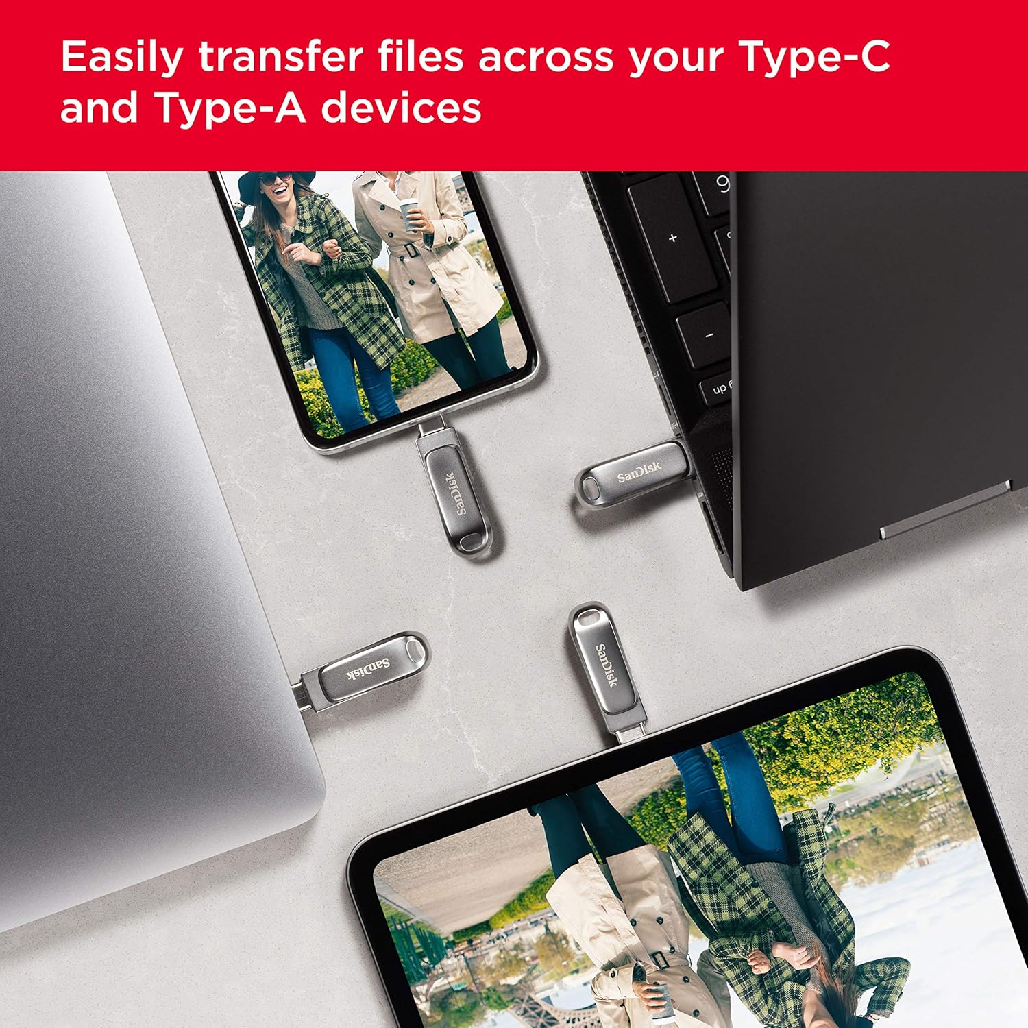 SanDisk Ultra Dual Drive Luxe USB_c Type-C 64GB, OTG, Upto 400MB/S, Pendrive, Silver, 5Y Warranty (SDDDC4-064G-I35)
