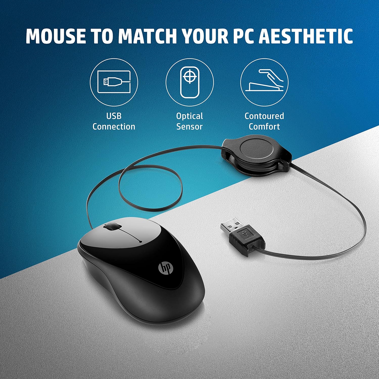 HP X1000 Wired USB Mouse with 3 Handy Buttons, Fast-Moving Scroll Wheel and Optical Sensor Works on Most Surfaces, 3 Years Warranty
