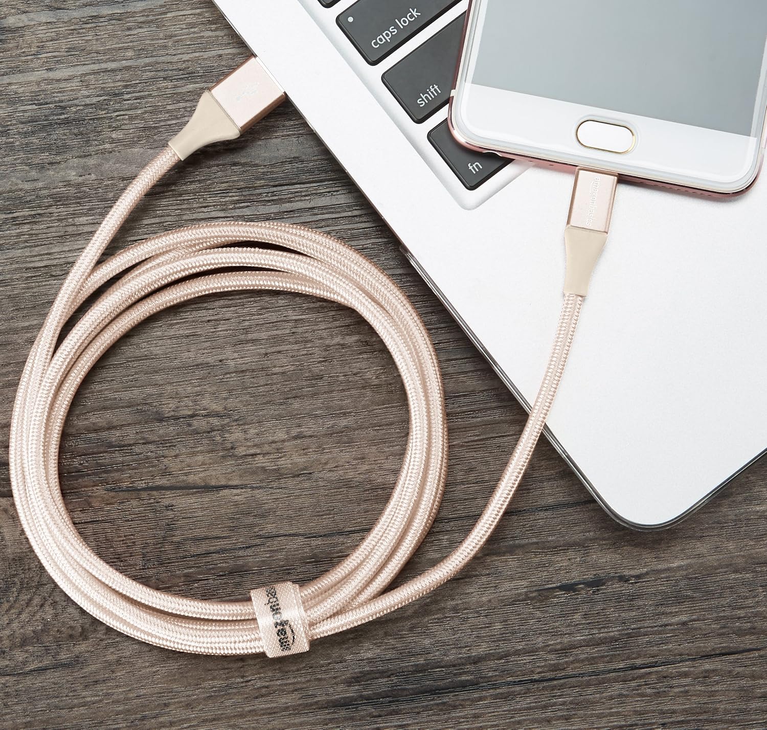 AmazonBasics Double Braided Nylon Micro USB (NOT Type-C) Fast Charging Cable for Android Phones (6 Feet, Gold)