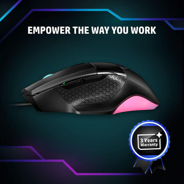 HP G200 Backlit USB Wired Gaming Mouse with Ergonomic Design, All Customizable Buttons, Adjustable 4000 DPI, RGB Breathing LED Lighting, Anti-Slip Scroll Wheel