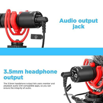 Boya by-MM1+ Super-Cardioid Shotgun Microphone with Real Time Monitoring Compatible with iPhone/Android Smartphones, DSLR Cameras Camcorders for Live Streaming Audio Recording, Black