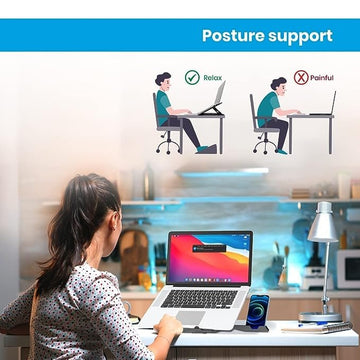 Portronics My Buddy Hexa 22 Adjustable Tabletop Laptop Stand with Mobile Holder Ventilated Portable Foldable Compatible for 15.6 inch Laptops MacBook Notebook with 360° Rotation Base(Black)