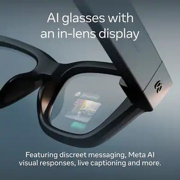 Meta - Ray-Ban Display & Neural Band | AI glasses with in-lens display - Shiny frame, standard - band size 1 - Black