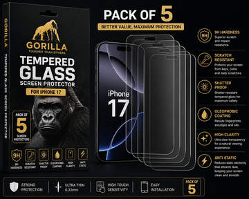 iPhone 17 Tempered Glass Screen Protector | Gorilla 9H Anti-Static HD Clear