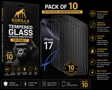 iPhone 17 Tempered Glass Screen Protector | Gorilla 9H Anti-Static HD Clear