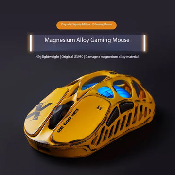 GravaStar Breakout X Gaming Mouse – Wireless/Wired Bluetooth, Magnesium Alloy, Ultra-Lightweight, 3-Mode, Damage Yellow