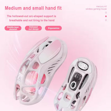 GravaStar 3-Mode Gaming Mouse – Wireless, Wired & Bluetooth, Lightweight Hollow Design, RGB Lighting, Long Battery Life, Rose Powder