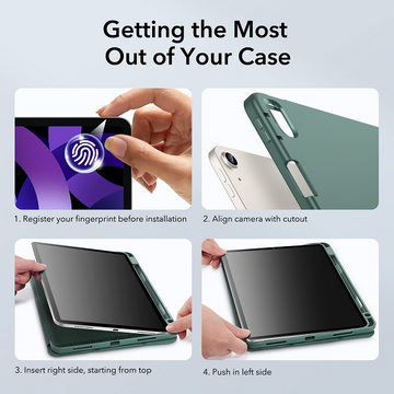 ESR for iPad Air 11 inch Case M3/M2 with Pencil Holder, iPad Air 7th/6th/5th/4th Generation Cover (2025/2024/2022/2020), Trifold Stand with Flexible Back, Auto Sleep and Wake, Rebound Series, Dark Green iPad-24