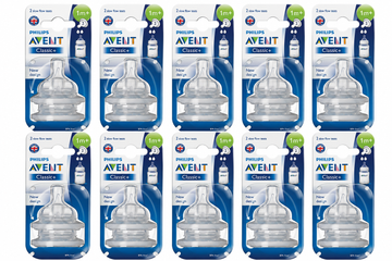 Philips Avent Anti-Colic Nipple | Fast Flow Teat | Silicon | BPA Free | SCF634/27.  (10 pack)