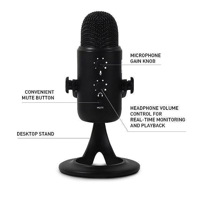 JBL Commercial  CSUM10 Condenser USB Microphone for Recording, Streaming and Online Calls, Black, Medium (AKG-JBLCSUM10)