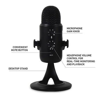 JBL Commercial  CSUM10 Condenser USB Microphone for Recording, Streaming and Online Calls, Black, Medium (AKG-JBLCSUM10)