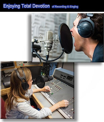 Juarez JRG PF-100 6-Inch Studio Microphone Pop Filter Shield Mask, Double Mesh Wind Screen With 360° Flexible Gooseneck And Quick Mount Or Release Clamp