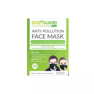 Bodyguard Medium N95+Pm2.5 Anti Pollution Face Mask With Valve And Activated Carbon(Pack of 10,Medium)