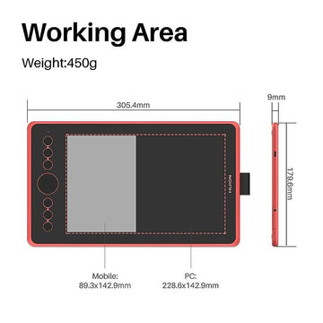 HUION Inspiroy Ink H320M Drawing Tablet, Dual-Purpose LCD Writing Tablet 8192 Pen Pressure Battery-Free Stylus Tilt Function Android Supported with Sleeve Bag (Red)