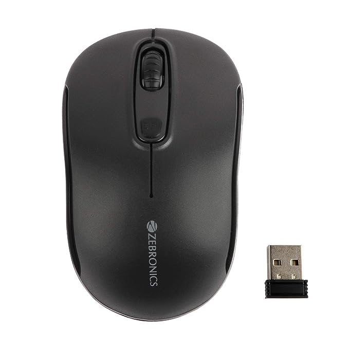 ZEBRONICS Zeb-Dash Plus 2.4GHz High Precision Wireless Mouse with up to 1600 DPI, Power Saving Mode, Nano Receiver and Plug &amp; Play Usage - USB