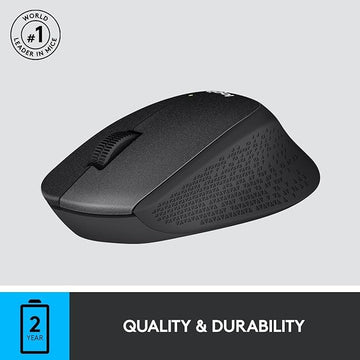 Logitech M331 Silent Plus Wireless Mouse, 2.4GHz with USB Nano Receiver, 1000 DPI Optical Tracking, 3 Buttons, 24 Month Life Battery, PC/Mac/Laptop