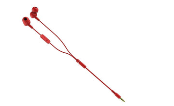 JBL C100SI Wired In Ear Headphones with Mic, JBL Pure Bass Sound, One Button Multi-function Remote, Angled Buds for Comfort fit (RED)