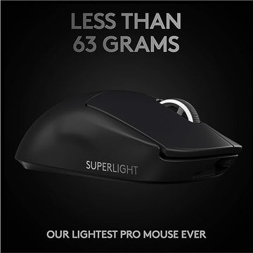 Logitech G PRO X Superlight Wireless USB Gaming Mouse, Ultra Lightweight 63 g, Hero 25K Sensor, 25, 600 DPI, 5 Programmable Buttons, Long Battery Life, for Esports, Compatible with PC/Mac-Black