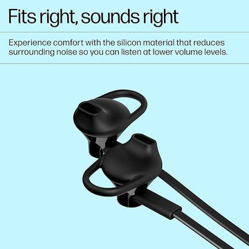 HP 150 Black Wired Headphones On Ear Headset with in-Line Microphone