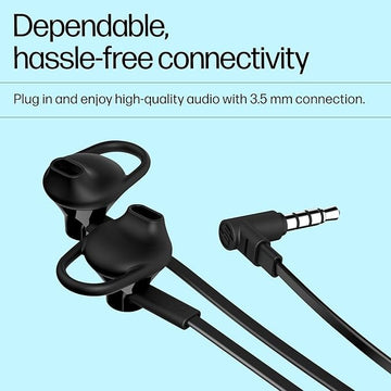 HP 150 Black Wired Headphones On Ear Headset with in-Line Microphone