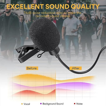 Maono AU-103 Mobile Collar Mic with Noise Cancellation for YouTube Recording, the Condenser microphone for PC, Singing, Vlogging, Gaming