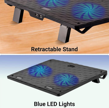 Zebronics, ZEB-NC3300 USB Powered Laptop Cooling Pad with Dual Fan, Dual USB Port and Blue LED Lights