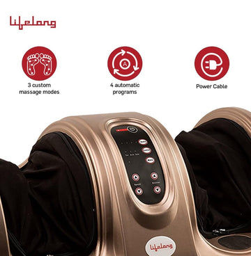 Lifelong Foot Massager Machine for Pain Relief with Kneading function - Also used as Leg Calf Massager - Corded Electric Foot Massage Machine for Home with Customizable Settings (LLM81)