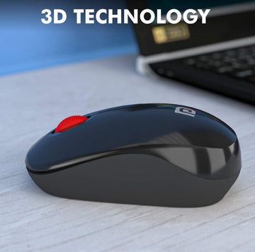 Portronics Toad 12 POR-987 Wireless 2.4G Optical Mouse with Ergonomic Design, USB Receiver for Notebook, Laptop, Computer, MacBook, Windows, MacOS, ( Black- Red )