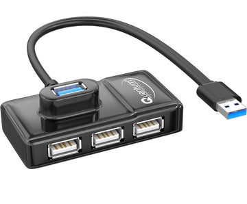 Quantum 4 Port USB Hub (1 Port 3.0 & 3 Port 2.0) with High Speed Data Transfer, Plug Play Usage, Compatible with Laptop, PC and Other USB-A Devices, QHM7532 (Black)