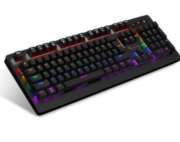 Quantum QHM9800 Rapid Strike Mechanical Gaming Multimedia Wired Keyboard with 6-Colour RGB LED, 12 Adjustable Lighting Modes, Lasting Durability and Rupee (₹) Key (Black)